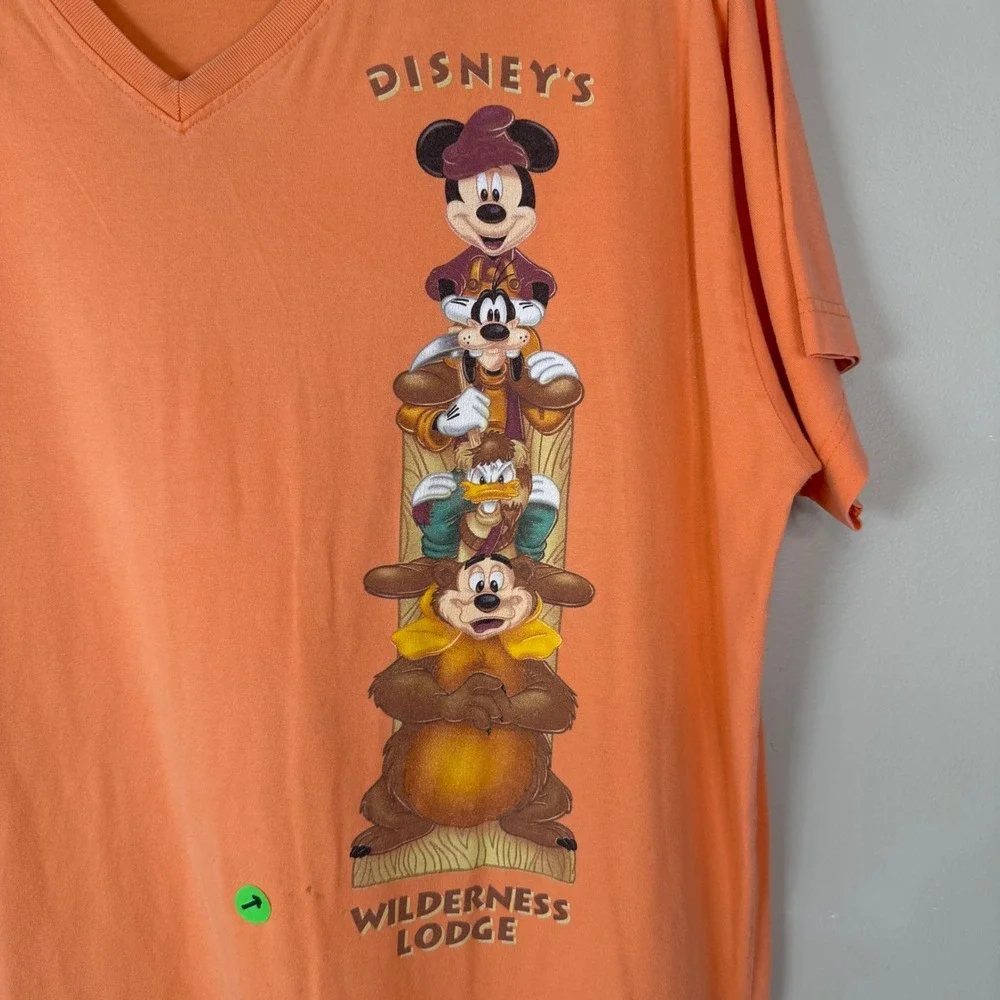 Walt Disney World XL Wilderness Lodge Orange Character Sleep Shirt w Flaws - Picture 3 of 8